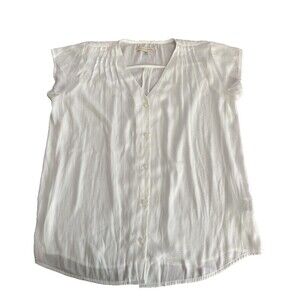 Canyon River Blues White Short sleeve Button Down Blouse Women's Size L